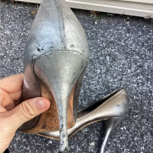 Acubi mermaidcore fairycore Gucci Open Toe Silver Heel Leather Shoes US 7.5 - Picture 6 of 15